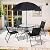 Shintenchi 6 Piece Patio Dining Set with Umbrella, Outdoor Furniture Set with 4 Folding Chairs and Tempered Glass Top Dining Table fot Lawn Backyard Garden Porch Black