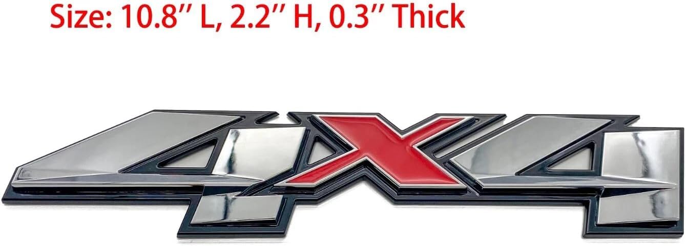 1PC Fender Rear 4x4 Emblem 3D Badge Nameplate Letter Decal Replacement for 2007-2023 Sierra Canyon Colorado 1500 2500 HD 3500 HD (Chrome Red)