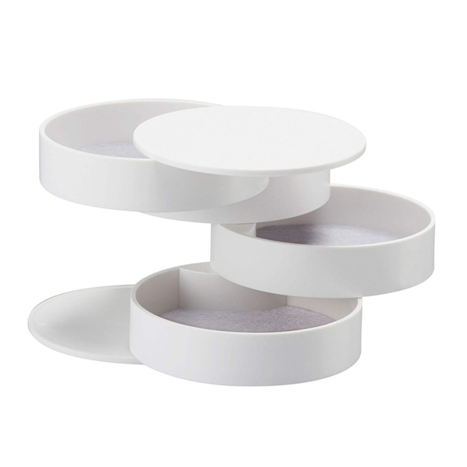 Cajas de joyería de 4 capas con diseño plástico giratorio para organizar anillos en blanco