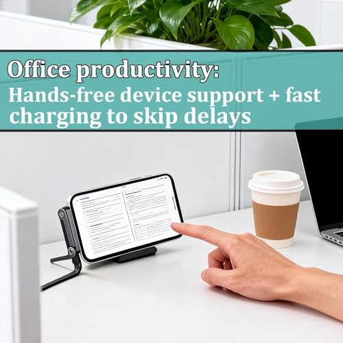 Image of Invisible Holder Charger Cable with Stand,Type-C to Type-C,240W PD Fast Charging Cable with 360 Adjustable Metal Stand,2 in 1 Invisible Holder Charger Cable with Stand for Desk, Gaming (3PC) (3)