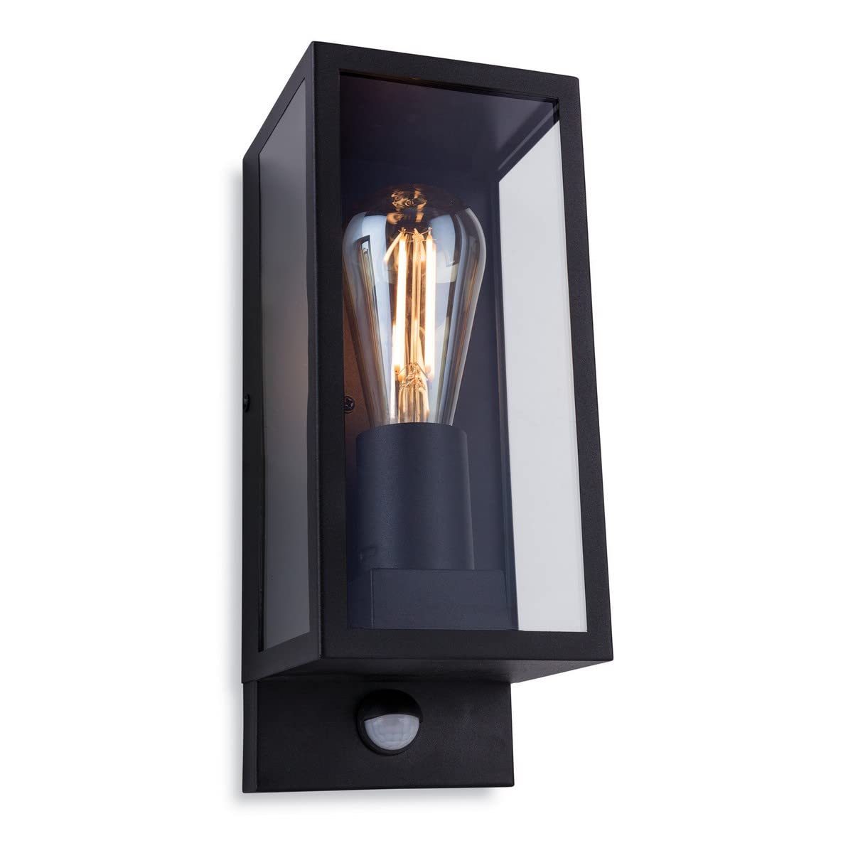 Luminosa Lighting Luminosa Dallas Outdoor Pir Motion Sensor Flush Box Wall Light Black Ip44E27 from B&Q