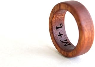 Mahogany Wood Ring, Modern Minimalist Band-Style Ring, Orange, Brown, US 4-16, Wedding & for Him