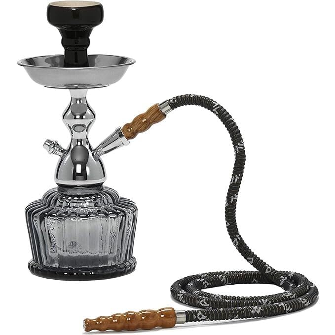 Image of MYA Heavy QT Hookah, Designer Aluminium Stem, 14 Inch Glass and Steel Set for Heavy Smoke, Perfect for Party (Black)