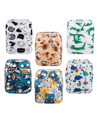 Image of ALVABABY Pocket Newborn for Less Than 12pounds Baby Snaps Cloth Diapers Nappy 6pcs with 12 Inserts 6SVB10