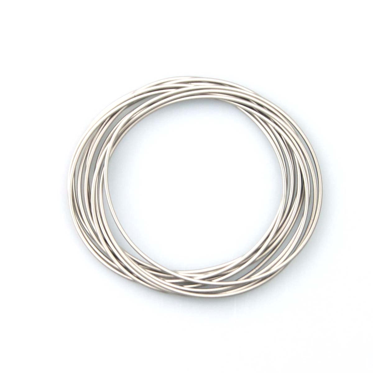 MoonliDesignsmoonlidesigns Guitar String Spring Stainless Steel Set of 10 Bracelets Silver Grey Color Thin Stackable Layered Flexible Length 7 Inch