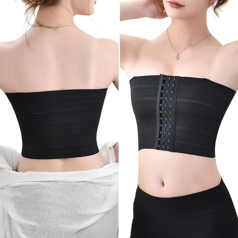 Women Breast and Chest Compression Wrap Belt for Front Hook Breast Band to Provide Stability for Binder Corsets for Total Comfort & Support Shapewear (Pack of 1) Black, Beige-image-36