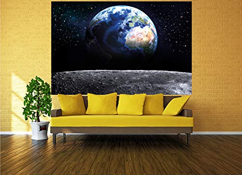 GREAT ART® XXL Poster | 140 x 100 cm | Blick auf die Erde aus dem Weltall | Wandbild Dekoration Welt Mond Sky Planet Galaxy Universum All Kosmos Weltkugel Sterne Fotoposter Wanddeko Bild