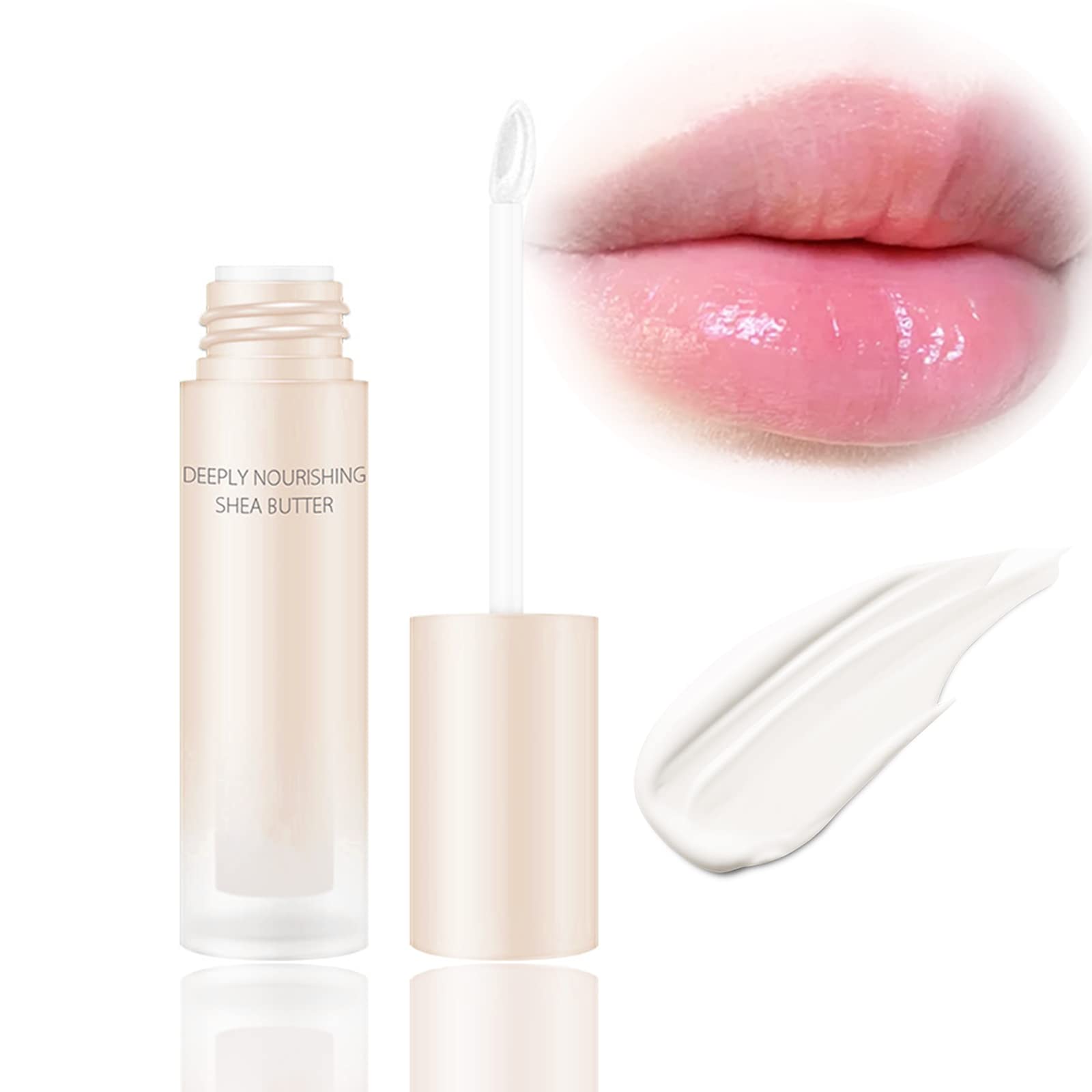 Shea Butter Hydrating Lip Gloss Clear - Lip Oil for Lip Enhancing - Plant Lip Oil For 24h Lip Care - Enhancing & Repairing Plump Effect for Fuller Lips - Non-Sticky Lip Glow Oil for Cracked & Dry Lips