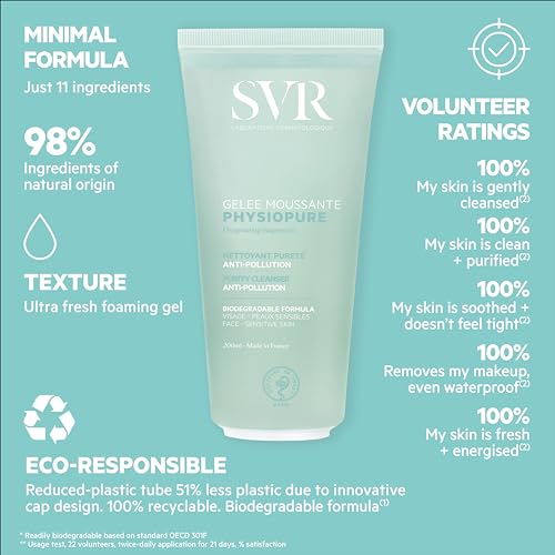 SVR PHYSIOPURE Foaming Face Gel / Make Up Remover with Oxygenating Magnesium for Normal to Balanced Skin 11-Ingredient Minimalist Formula - Image 4