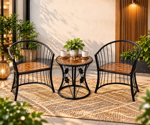 3 Piece Bistro Set for Balcony & Garden | 2 Seater Outdoor Patio ...