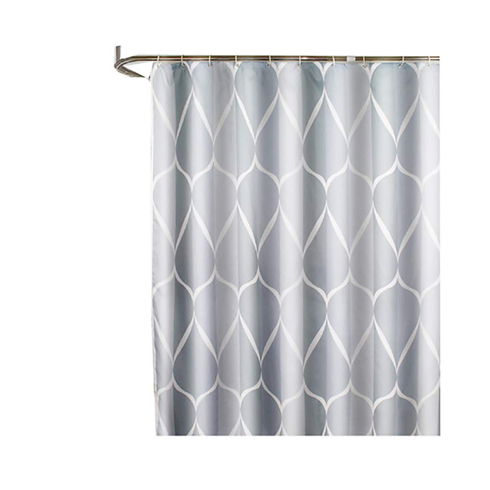 YEARLY Einfach Wasserdicht Duschvorhänge Polyester Stoff Türvorhang Geometrische Gemusterten Drucken Startseite Hotel Wohnung Bad Vorhang Grau 150x200cm(59x79inch)