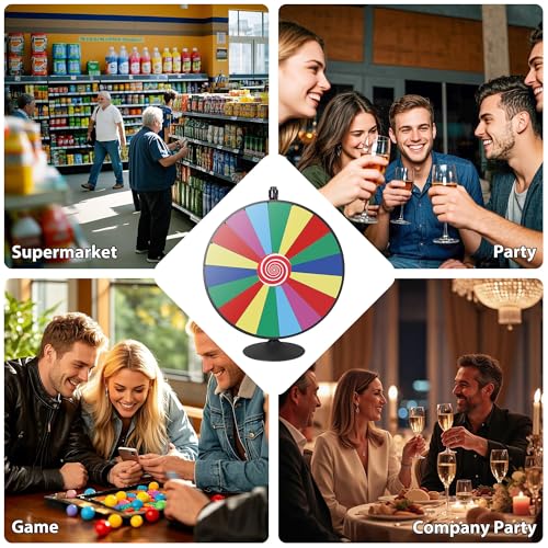 Smartxchoices 36\" Spinning Prize Wheel, Casino Prize Wheels Height Adjustable Dual Use Tabletop or Floor Stand, 18 Slots Wheel Spinner Game with Dry Eraser & Marker, Trade Show Carnival Fortune - Thumbnail 7