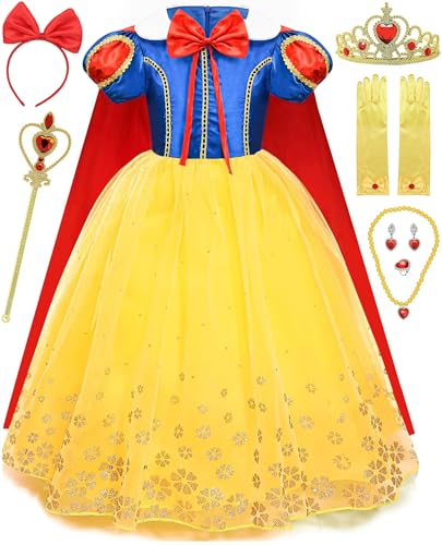 GZ-LAOPAITOU Toddler Girls Princess Dress Up Kids Princess Costume Dress Birthday Party Christmas Dress Up with Cape