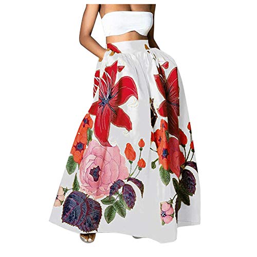 Skirts for Women Floral Print High Waist Maxi Skirt Casual Loose Flowy Boho Party Long Women's Skirts with Pocket3
