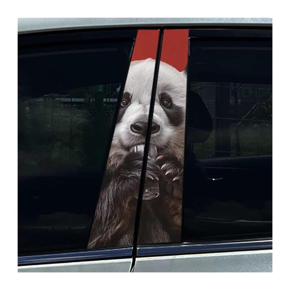 Body Parts 2pcs Car B Pillar Waterproof Stickers Panda Car Stickers Center Column Decals(D)