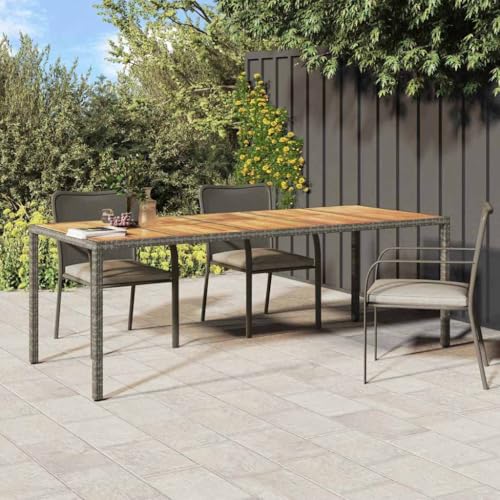 QUAHEAS Garten-Esstisch Grau, 250x100x75 cm, Poly Rattan &...