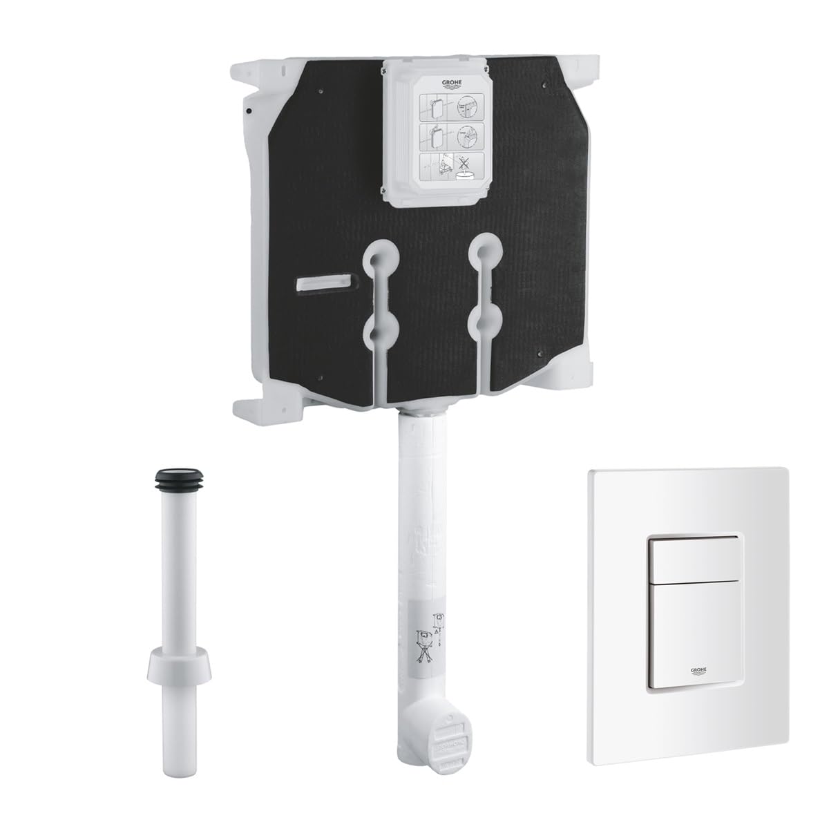 Cassetta di scarico ad incasso completa con placca BIANCA e canotto per sanitari bagno GROHE 38863000 38732SH0