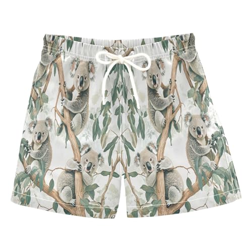 Jucciaco Boys Beach Board Shorts Koala Cute Cool Quick Dry Swim Trunk Swimwear for Kids Multicolor