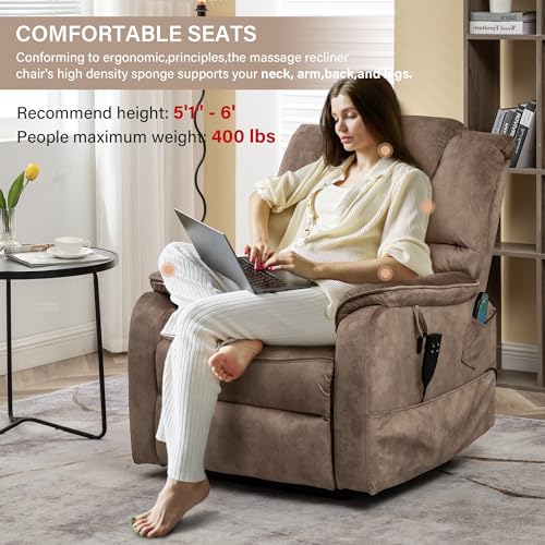 Sillón con tapizado de terciopelo marrón claro reclinable miniatura 6