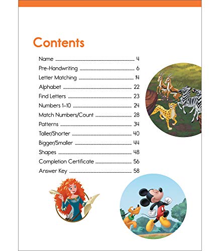 Disney Learning Preschool Basic Skills Workbook--Handwriting, Letter Recognition, Counting, Language Arts and Math Practice for Ages 4-5, Smart Skills Series (64 pgs) - Image 3