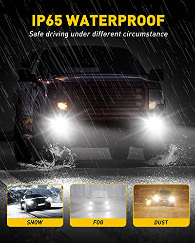 Image of AUXITO 9006 HB4 LED Fog Light Bulbs, 6000LM High Brightness, 6500K Cool White with CSP LED Chips, Daytime Running Lights DRL Bulbs for Cars, Trucks, IP67, Pack of 2