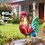 Natelf Metal Rooster Garden Statue Decor, Chicken Yard Art Standing Sculpture Lawn Ornament for Patio, Backyard, Kitchen, Home Decoration (red)