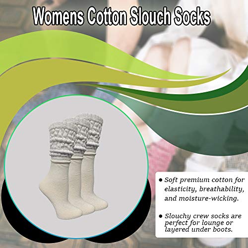 Image of Yacht & Smith 6 Pairs Women's Scrunched Slouch Socks, Cotton Boot Socks Bulk Pack for Everyday Comfort & Style, Size 9-11