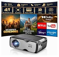 CAIWEI – Tragbarer Smart Beamer 1080P mit 4K-Unterstützung, 1800 ANSI