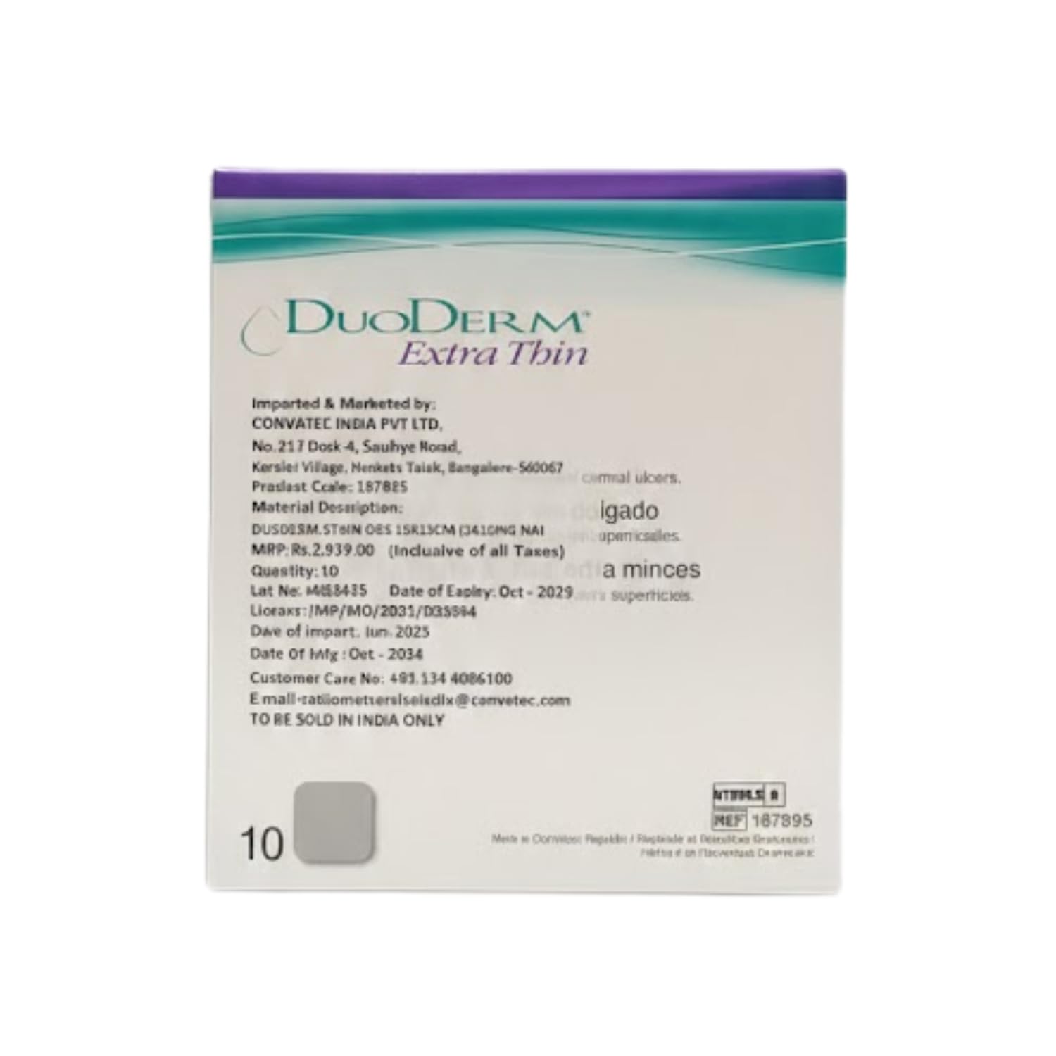 Duo Derm 4x4 Inch (10x10 cm) Hydrocolloid Dressing Pack of 10 | Sterile Adhesive Wound Dressing for Minor Cuts, Bed Sores & Pressure Care — Amazon image 7