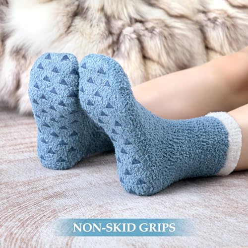 Pleneal Fuzzy Socks for Women - Non Slip Socks Womens, Slipper socks Hospital Sock with Grips for Women, Warm Fluffy Sock4