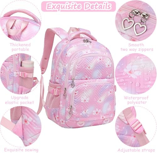 Joyfulife Daisy Print Backpack for Girls Lightweight Water Resistant Elementary Primary School Bags Teen Girls Bookbag Travel Daypack4