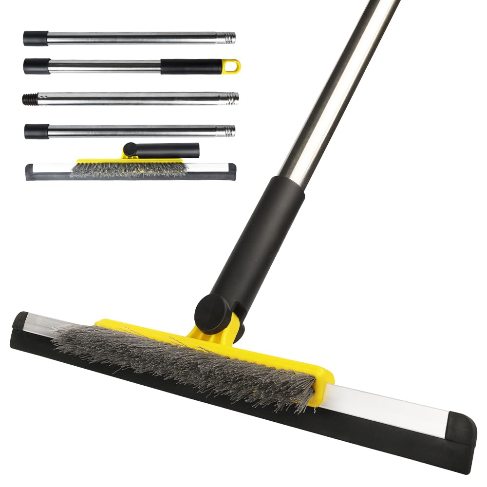 Sponsored Ad – Floor Squeegee Scrubber, Squeegee Broom with 54” Adjustable Handle, Water Squeegee with Grout Brush,Shower Floor Scrubber for Garage Courtyard,Glass, Bathroom,Kitchen,Wall,Tile (YELLOW)