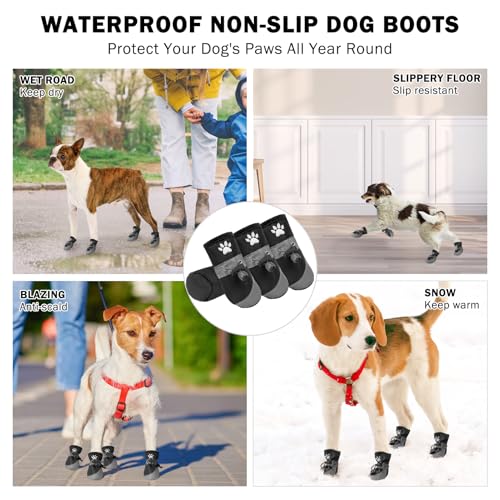 Scenereal Dog Shoes Small Sized Dogs, Anti-Slip Dogs Boots & Paw Protector With Reflective Straps & Warm Fleece thumb #6