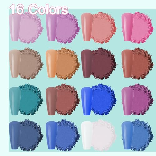 Image of 16 Colors Nail Pigment Powder Palette, Solid Pigment Powder for Nails Set Colored Pigmentos para Unas, Nail Art Palette Manicure DIY Accessories