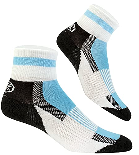 Coolmax Socks by Aero Tech Designs - All Season Quarter Crew Made in USA (Light Blue, Medium)