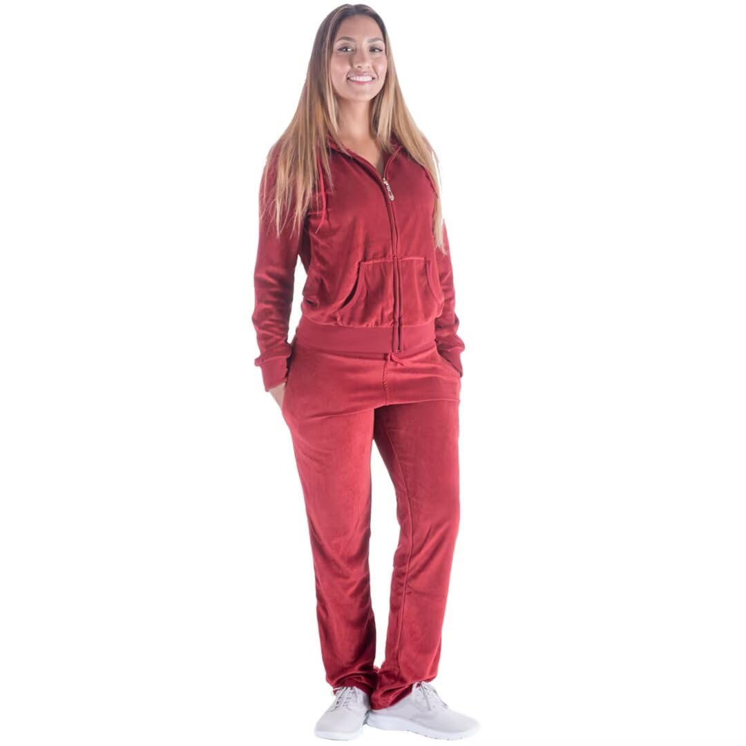 LeeHanTon 2 Piece Outfits Velour Tracksuit Womens Sweatpants and Sweatshirt Sweatsuits Set Velvet Fall Hoodies and Pants