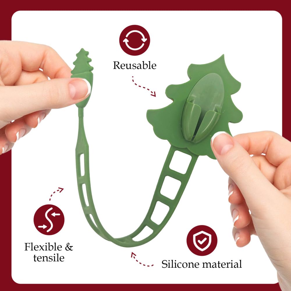 DONGKER Ganci per Ghirlande Natalizie in Silicone, 6 Pezzi Supporto per Ghirlande e Calze Elastici Riutilizzabili, Gancio Porta Ghirlanda Multiuso per Cornici di Porte Natalizie Decorazioni