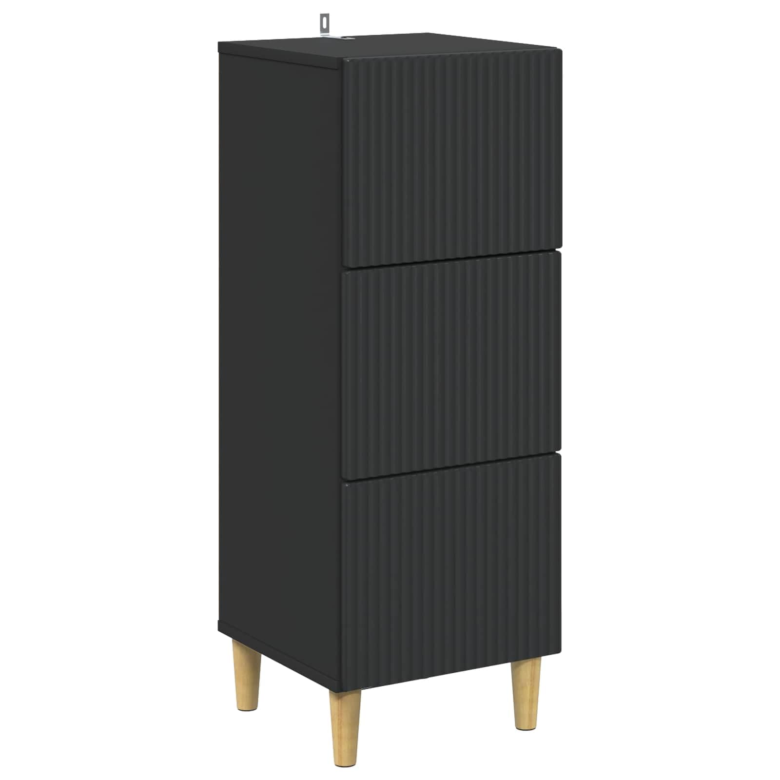 Cassettiera nera, 33 x 34,5 x 90 cm, moderna cassettiera in legno con 3 cassetti in stile vintage, per soggiorno e corridoio