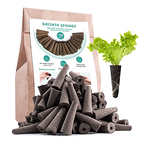 100 Pack Growth Sponges, Replacement Root Growth Sponges Seed Pods Compatible with AeroGarden, Seedling Starter Sponges Kit for Hydroponic Indoor Garden System