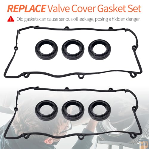 Image of HiSport Valve Cover Gasket Set - Compatible with Hyundai Santa Fe Sonata Tiburon Tucson Compatible with Kia Optima Sportage 2.7L 2003-2010 - Replace VS50641R