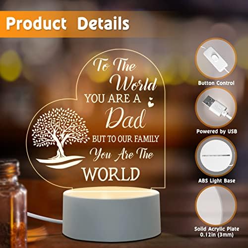 Valentines Gifts for Dad from Daughter Son - Dad Birthday Gifts Night Light, Dad Gifts for Christmas, Fathers Day, Birthday, Thanksgiving, Acrylic Night Lamp Gifts for Dad