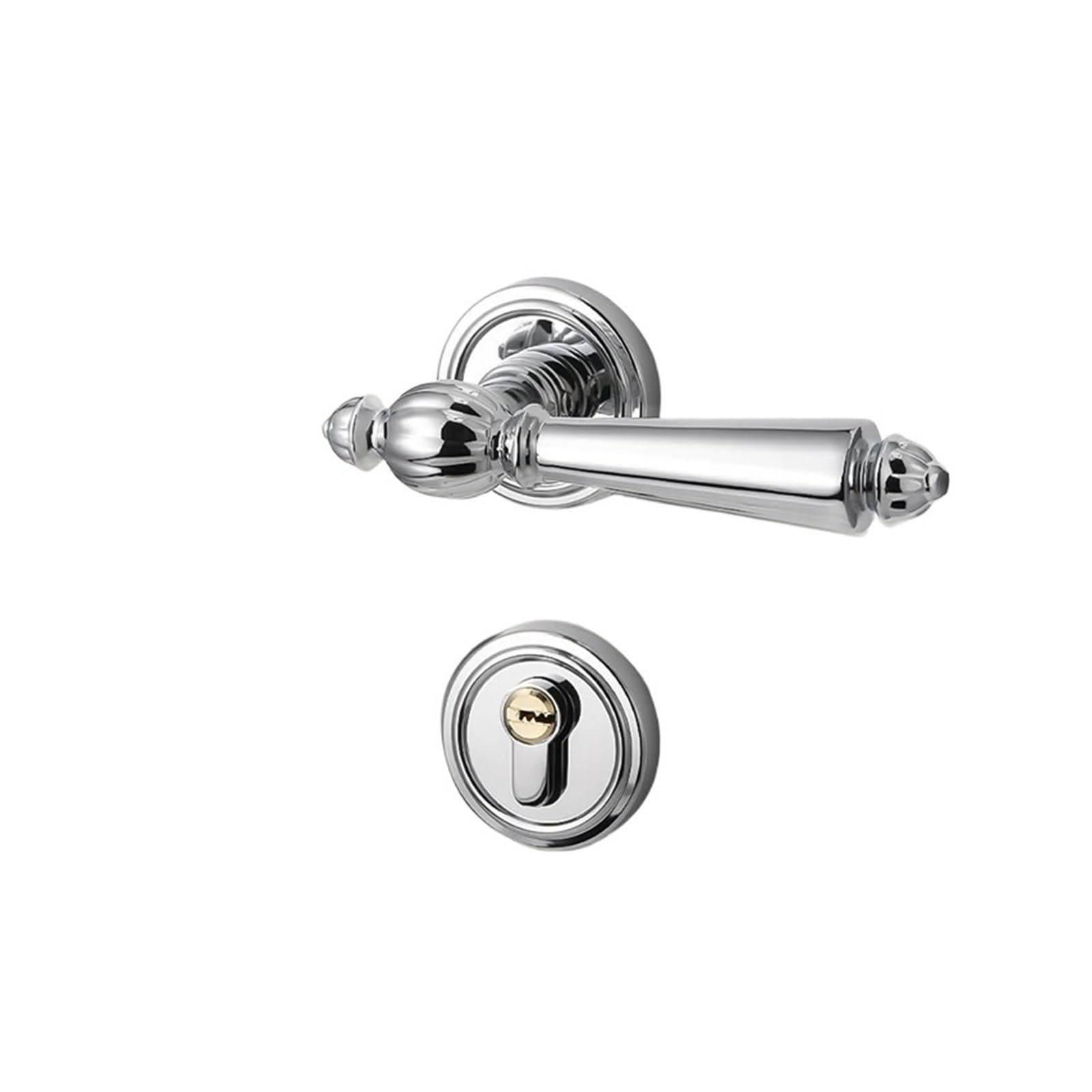 nxjaSDH Lock and Handle Sets, Bright Chrome French Interior Door Lock, Bedroom Silver Handle, Silent American Wooden