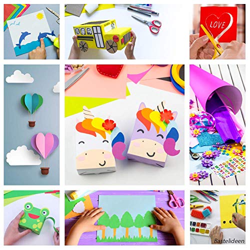 100 Blatt TONPAPIER - Buntes Papier DIN A4-130g/m² Set 10 Farben – Stabil Bastelpapier & Farbige Blätter, Kinder & DIY… – Bild 8
