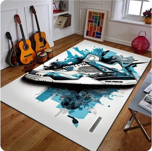 Basket-Ball Chaussures Baskets Imprimer Salon Tapis pour La Maison Décor Chambre Couloir Tapis Hôtel Canapé Table Basse Tapis Doux 60X90Cm