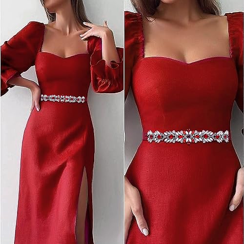 Pohullan Wedding Belt Red Rhinestone Applique For Banquet Dress Decoration Belt2