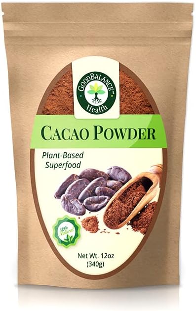 Good Balance Health Cacao Powder | Raw Cacao | Organic Cacao, Chocolate Powder | Perfect for Baking, Smoothies | Plant-Based, Organic, Gluten Free, Vegan Friendly, Keto Friendly | 12 Ounches (Resealable Bag)