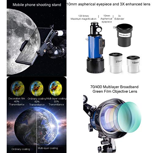 Telescopio Astronómico Refractor 70mm F400mm con Trípode miniatura 5