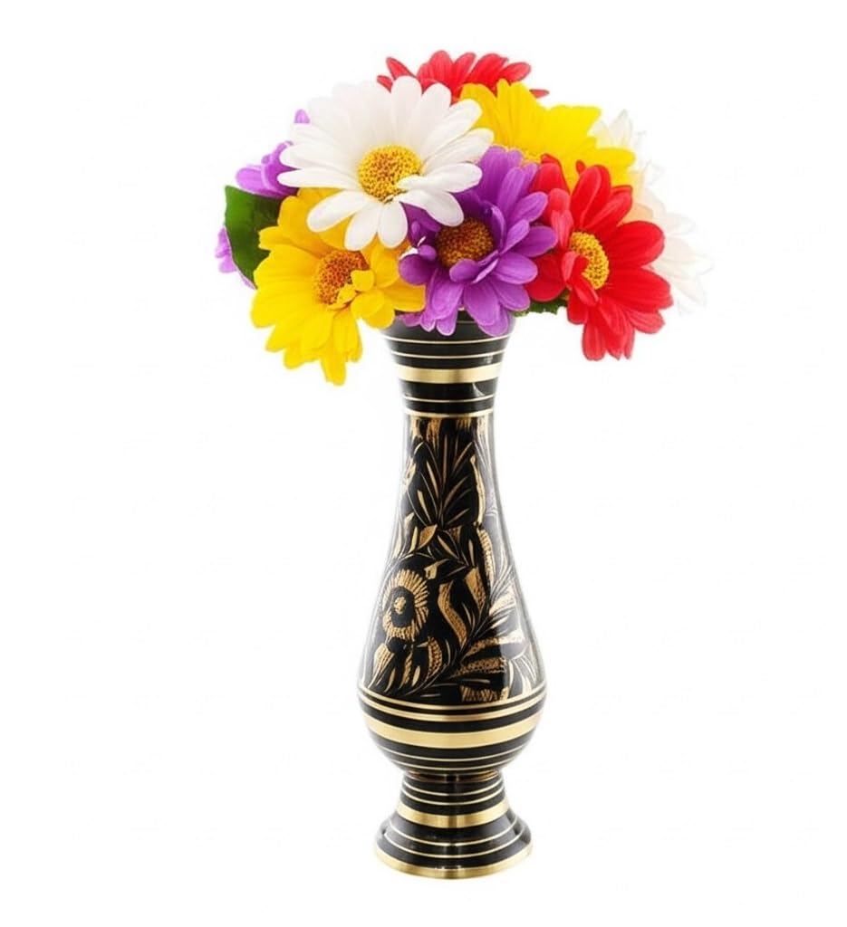 BRACOP Flower Vase Large Black Handmade Vase, Modern Tabletop Antique Vase Decoration Decorative Vase For Home, Party, Wedding Centerpiece Vintage Farmhouse Vase Flower Holder Wedding Gift