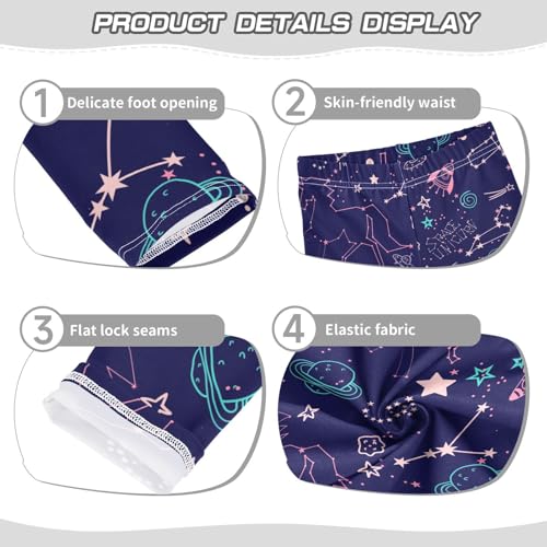 Girls' Leggings Star Unicorn Space Ankle Length Printed Leggings Comfort Pants for Kids 4-10 Years4
