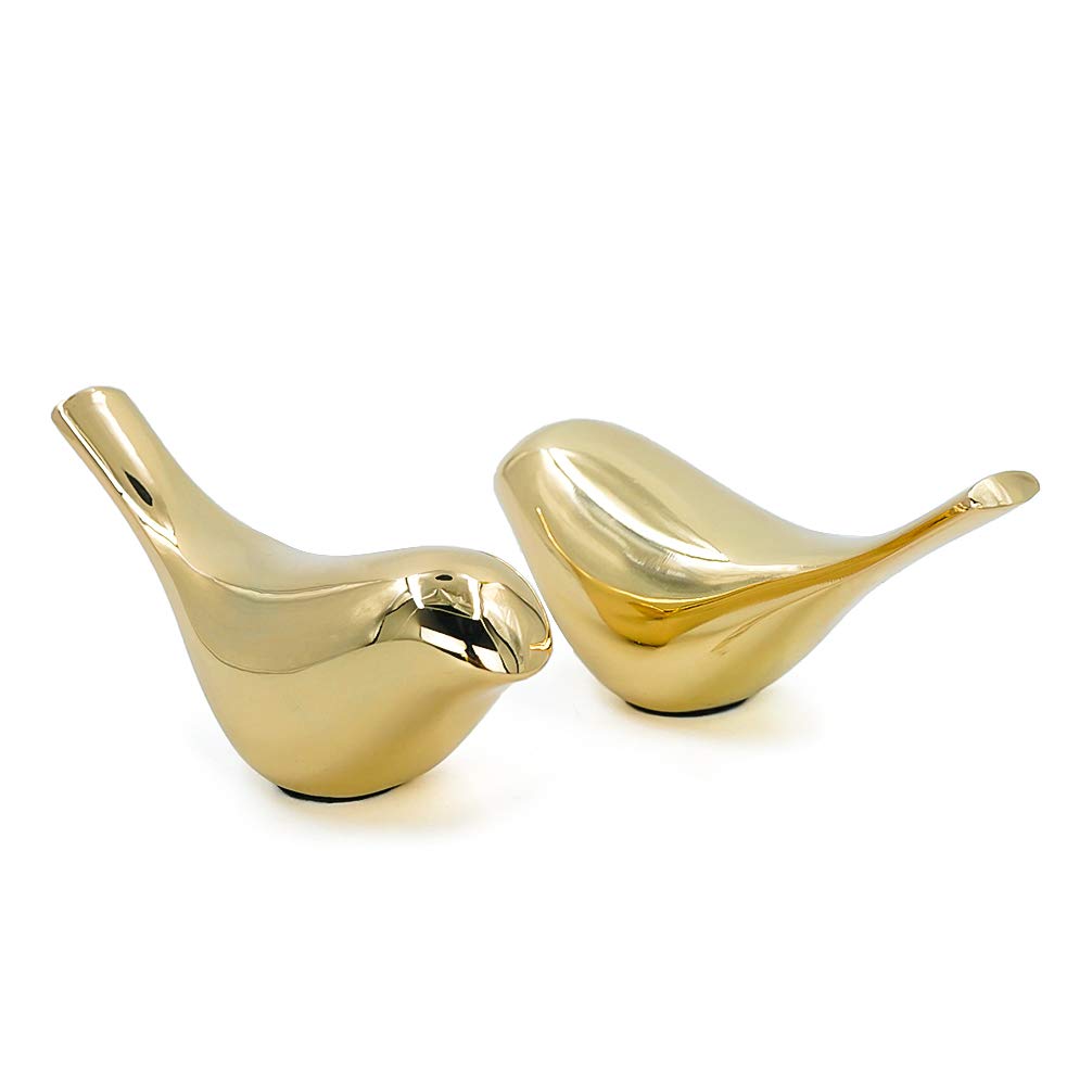 Goldene Vogelfiguren Deko – Keramik Vögel Mit Goldfinish, Für Regal, Tisch, Schlafzimmer & Wohnzimmer